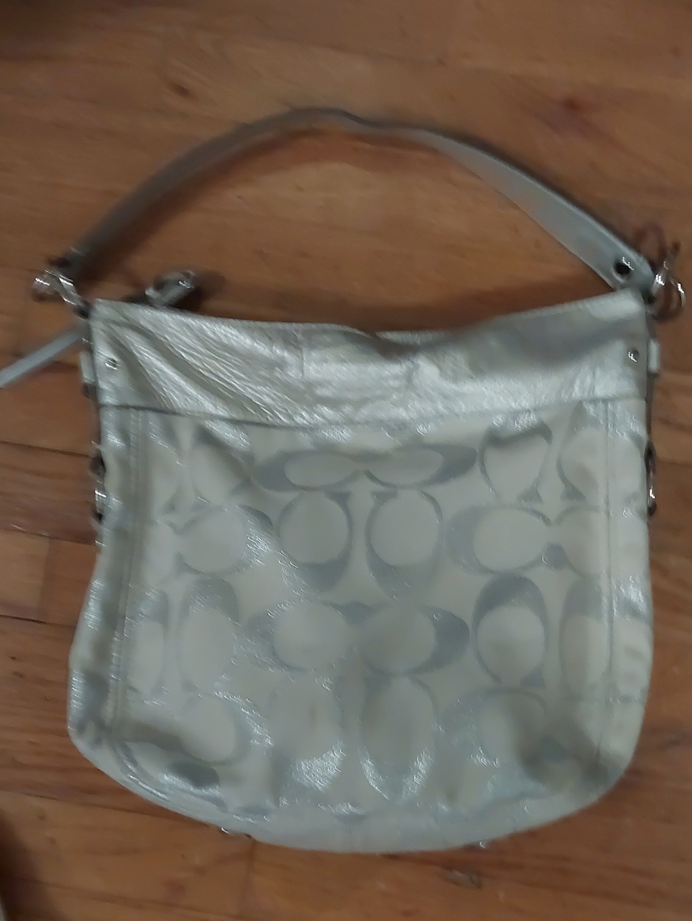 Coach Silver Signature Hobo Shoulder Bag